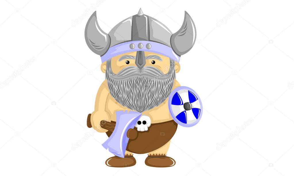 Viking fighters wear helmets and shields