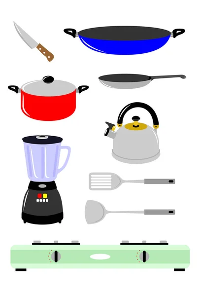 厨房烹饪的各种工具和用具 — 图库矢量图片