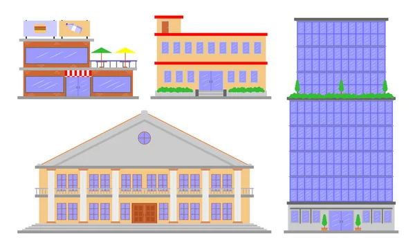 Vecteur Différentes Formes Bâtiments Dans Ville — Image vectorielle