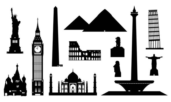 various vectors of monumental and historic buildings