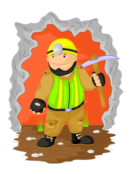 Mineurs Entrent Dans Grotte — Image vectorielle