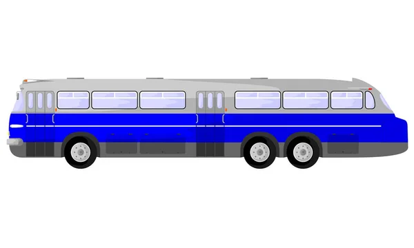 Antika Blå Buss Med Dubbel Chassist — Stock vektor