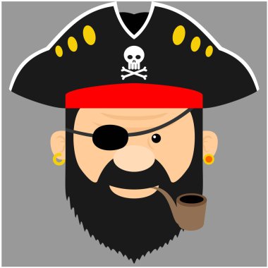 Tek gözlü yaşlı korsan çizimler