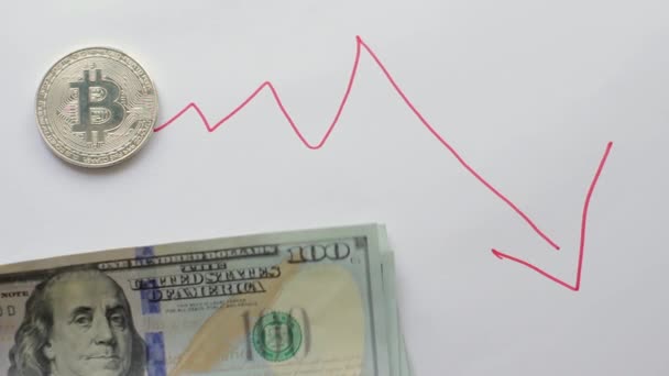 Bitcoin taxa está caindo contra o dólar — Vídeo de Stock