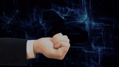 Boyalı el kavramı hologram lideri elini üzerinde gösterir.