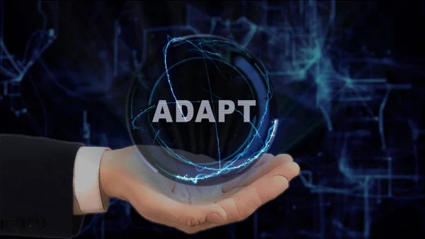 Boyalı el kavramı hologram Adapt elini üzerinde gösterir.