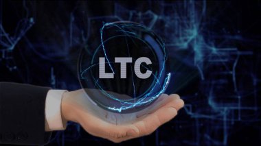 Boyalı el kavramı hologram Ltc elini üzerinde gösterir.