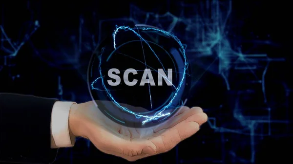Boyalı el kavramı hologram tarama elini üzerinde gösterir.
