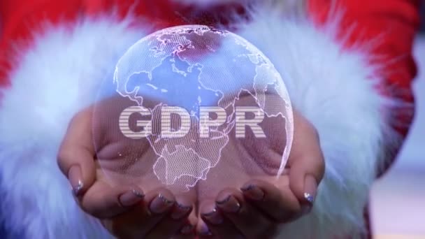 Hands holding planet with text GDPR — Stok video