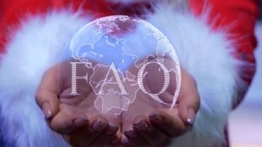 Hands holding planet with text FAQ