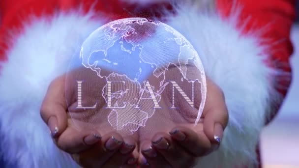 Hands holding planet with text Lean — ストック動画