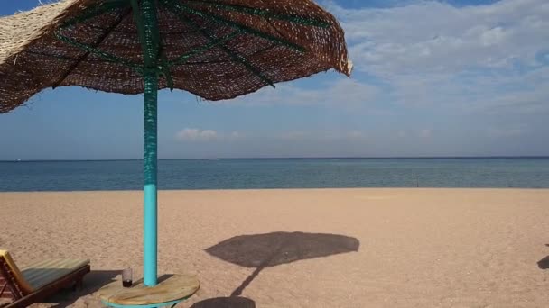 Guarda-chuva praia e cadeira — Vídeo de Stock