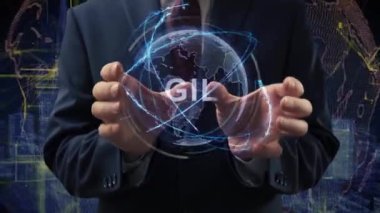Male hands activate hologram Agile