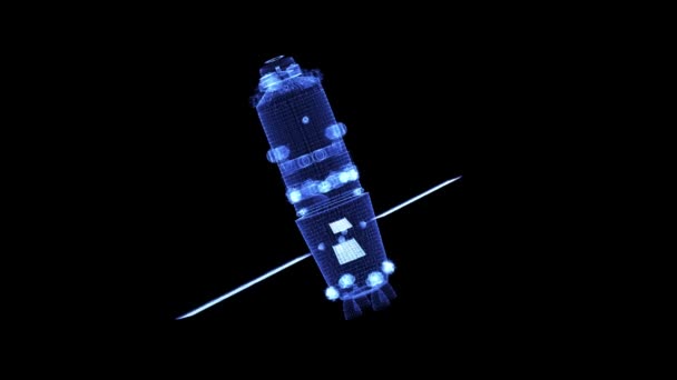 Hologram of a rotating satellite — Stock Video