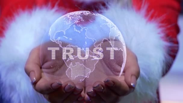 Mâinile țin planeta cu text Încredere — Videoclip de stoc