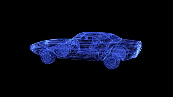 Hologram av en retro Racing bil — Stockvideo