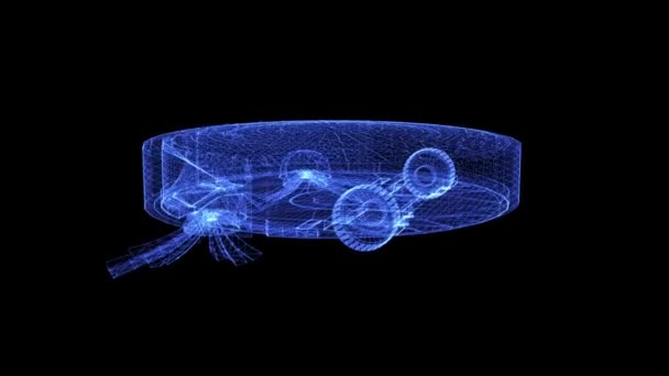 Hologramm eines rotierenden Staubsaugerroboters — Stockvideo