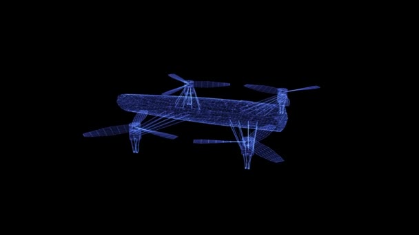 Hologram van roterende drone — Stockvideo