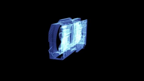 Holograma de una GPU giratoria a partir de partículas — Vídeo de stock