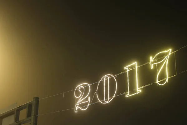 2017 sign at night side view — Stock Photo, Image