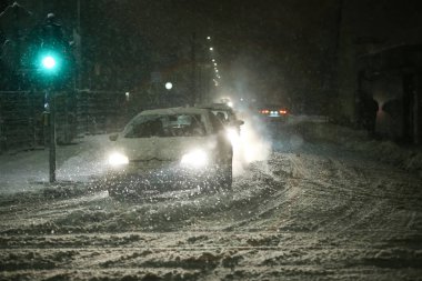 Velika Gorica, Hırvatistan sokaklarında kar yağışı