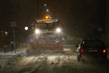 Velika Gorica, Hırvatistan sokaklarında kar yağışı