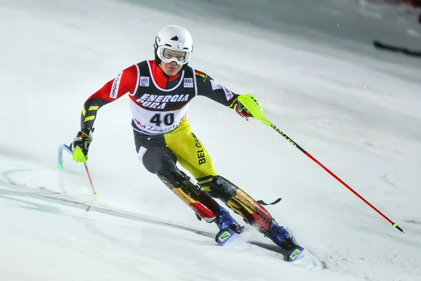 Audi Fis Ski World Cup 2020 Mens Slalom 2η διαδρομή — Φωτογραφία Αρχείου