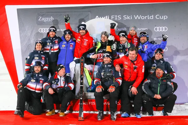 Snow Queen Trophy 2020 Mens τελετή απονομής των βραβείων Slalom — Φωτογραφία Αρχείου