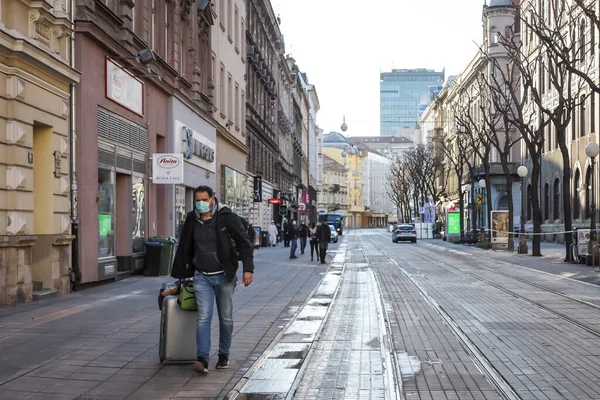 Zagreb Croatia March 2020 Empty Streets Zagreb Day Because Corona — Stock Photo, Image