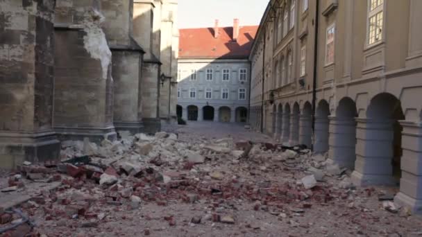 Zagreb Hırvatistan Mart 2020 Hırvatistan Başkenti Zagreb Richter Başına Şiddetindeki — Stok video