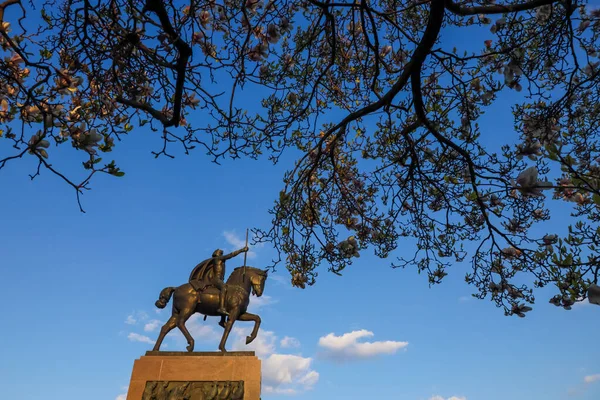 克罗地亚萨格勒布 2020年3月22日 托米斯拉夫国王雕像在克罗地亚萨格勒布托米斯拉夫国王广场上 — 图库照片