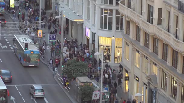 Gran Madrid Spanje November 2017 Street Life Schemering — Stockvideo