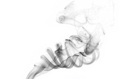 Beyaz arkaplanda soyut gri duman