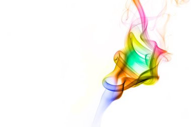 Beyaz arkaplanda soyut renkli duman