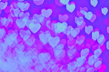 Mavi renkli kalp bokeh arka plan