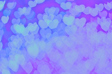 Mavi renkli kalp bokeh arka plan