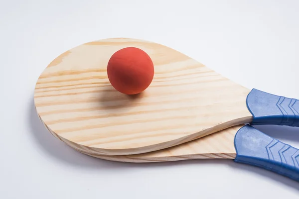 Beach tennis, beach paddle ball, matkot. Beach rackets and ball, — Stock Photo, Image