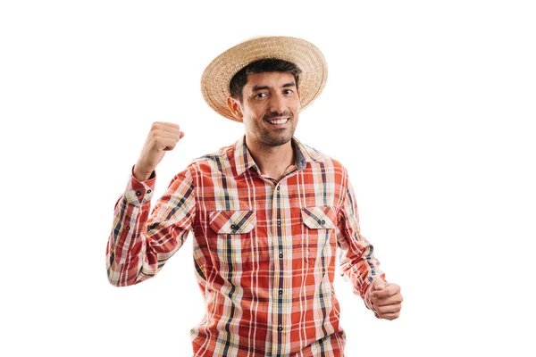 Retrato do brasileiro vestindo roupas típicas para a Festa Junina — Fotografia de Stock