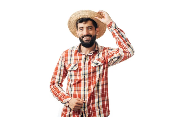 Portret van Braziliaanse man dragen van typische kleding voor de Festa Junina — Stockfoto