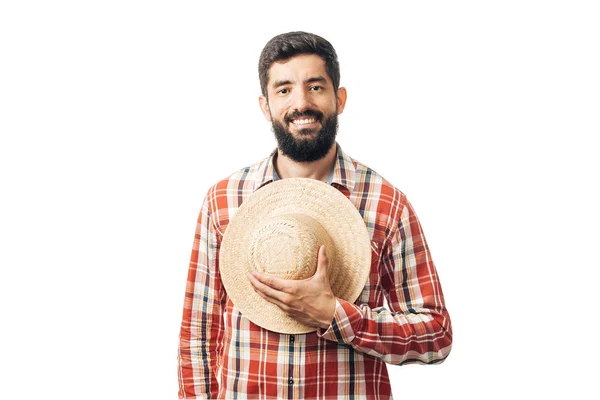 Portrét brazilské muž nosí oblečení typické pro Festa Junina — Stock fotografie
