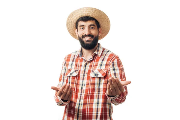 Portret van Braziliaanse man dragen van typische kleding voor de Festa Junina — Stockfoto