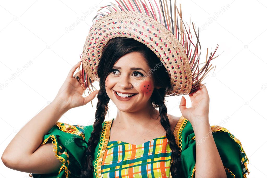 Brazilian woman wearing typical clothes for the Festa Junina