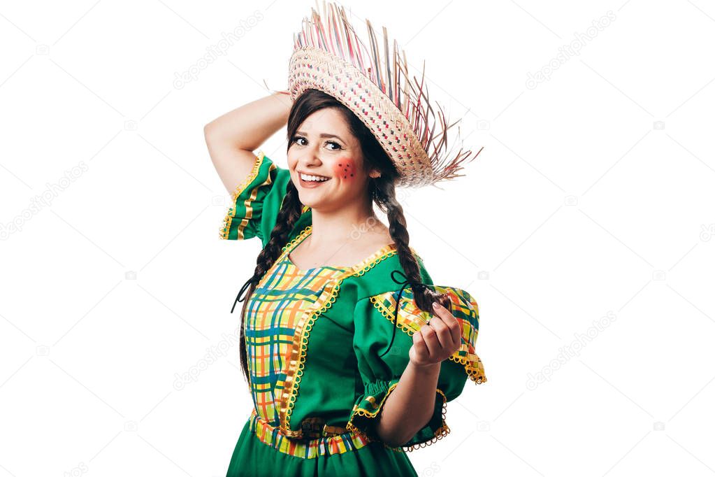 Brazilian woman wearing typical clothes for the Festa Junina
