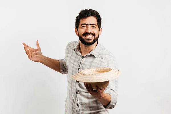 Brasilianischer Mann Traditioneller Kleidung Zum Festa Junina Fest Juni — Stockfoto