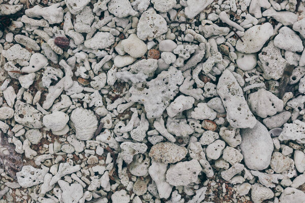 top view of gray pebble stones for background
