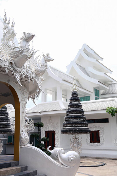 beautiful white thai hindu temple on sunny day