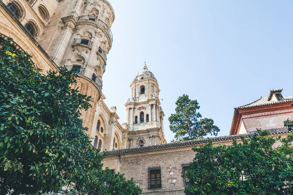 low angle view of catedral de malaga, malaga, spain