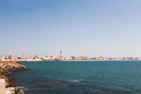 Vista Panorámica Costa Ciudad Española Bajo Cielo Azul — Foto de Stock