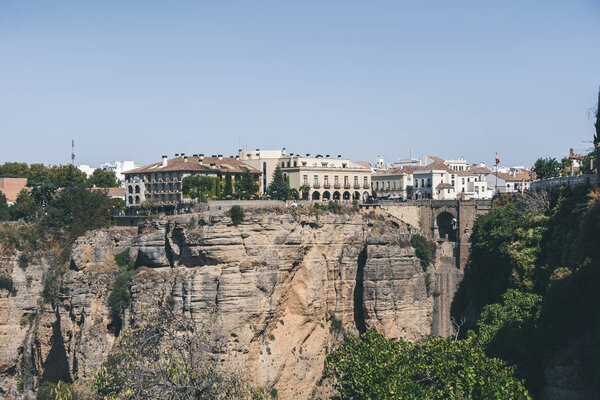 scenic view of buildings on rock, Ronda, spain