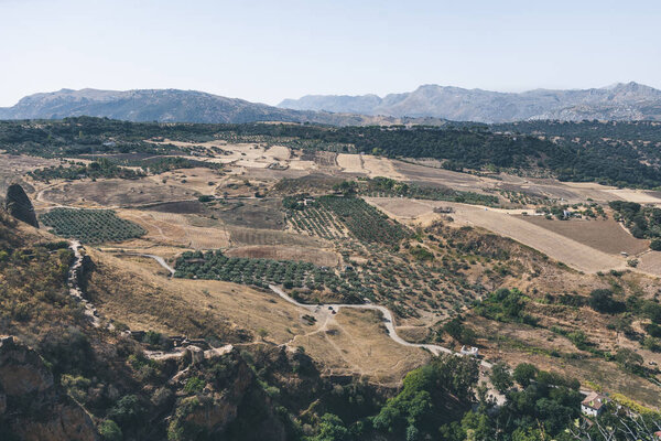 beautiful landscape with hills and mountains, ronda, spain